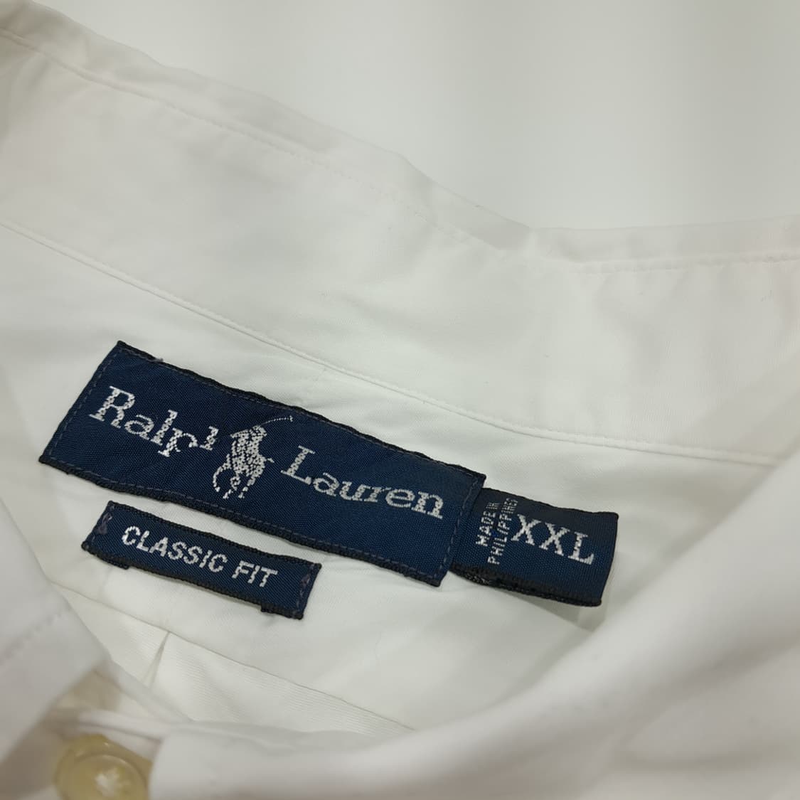 CL506 2XL 폴로 90s 코튼 버튼다운 네이비포니 화이트 셔츠 상품이미지3