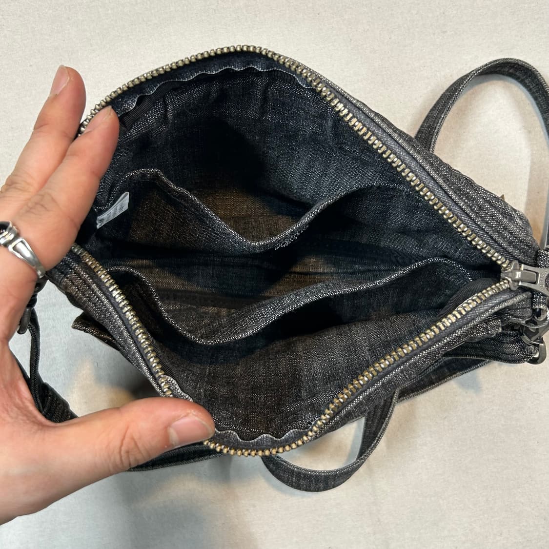 요시다 포터 온스 코튼 흑청 데님 숄더백 크로스백 V3 상품이미지7