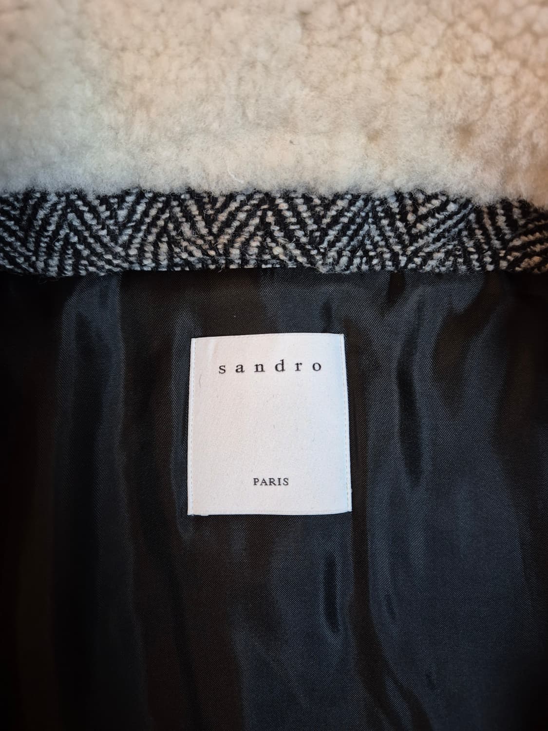 산드로옴므 시어링 양털자켓 헤링본 L 상품이미지3