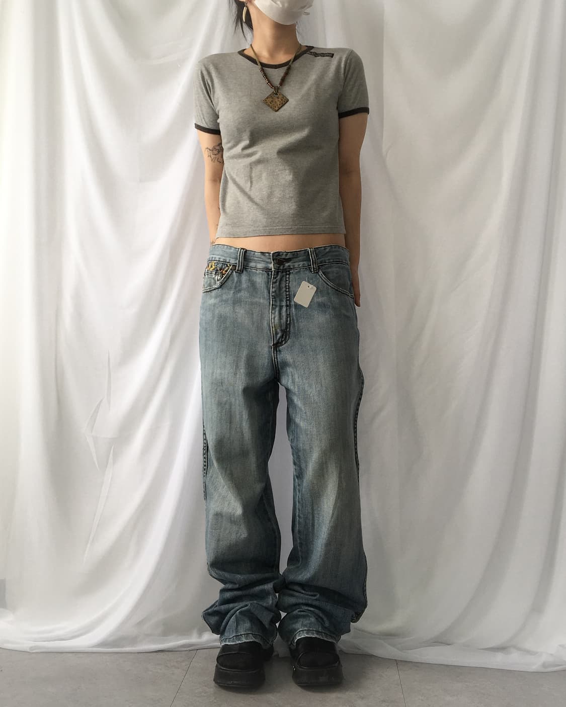 Pelle pelle back needle work point denim 상품이미지8