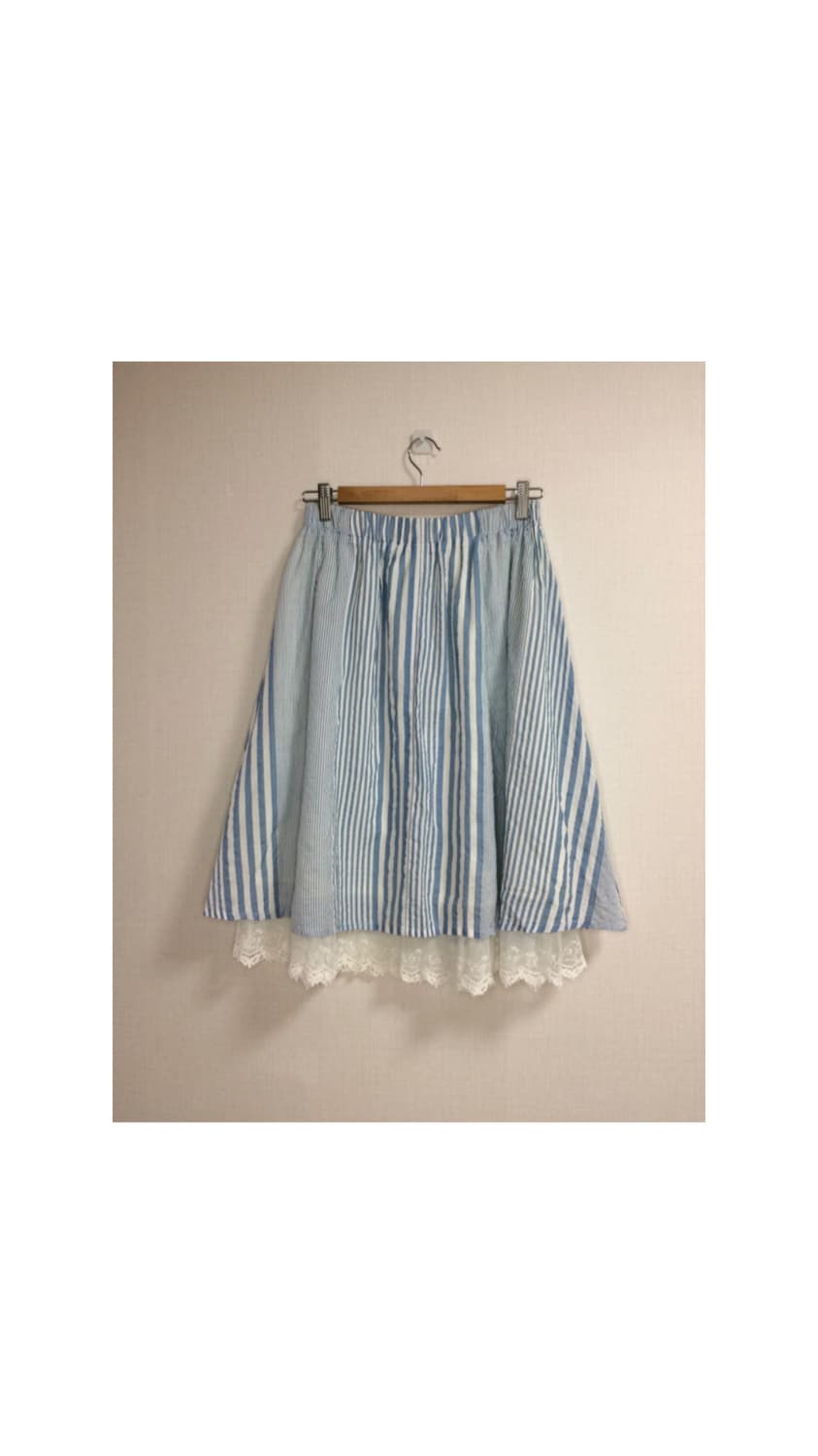 빈티지 블루 레이스 레이어드 미디 스커트 상품이미지4