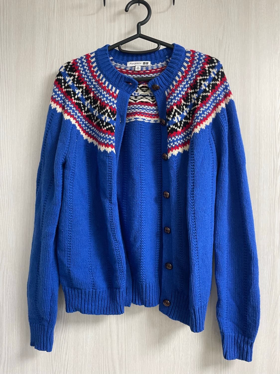 유니클로 X JW앤더슨 네이비 에스닉 울 가디건  상품이미지2