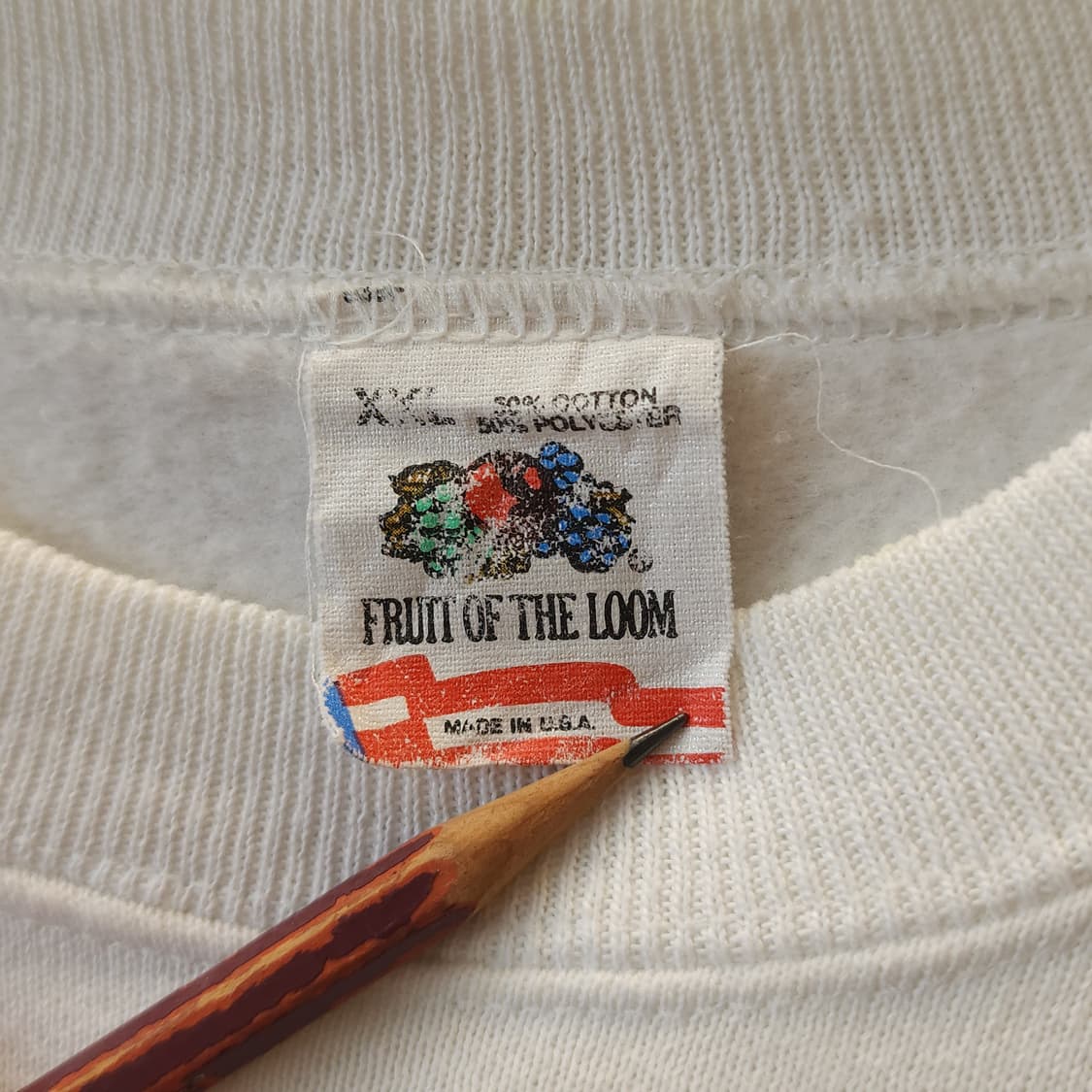 90s 빈티지 스웻셔츠 플레인 스웻셔츠 페인팅 데미지 화이트 L 상품이미지4