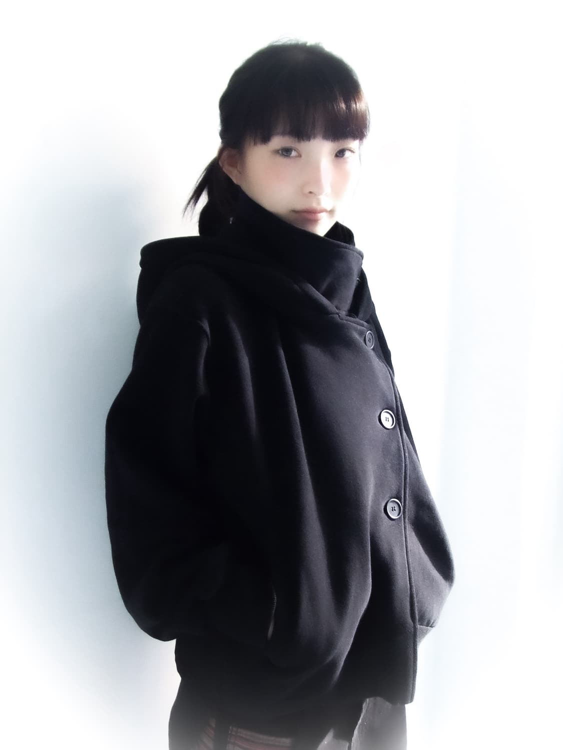 Oshigh high neck hood zip up black 상품이미지2