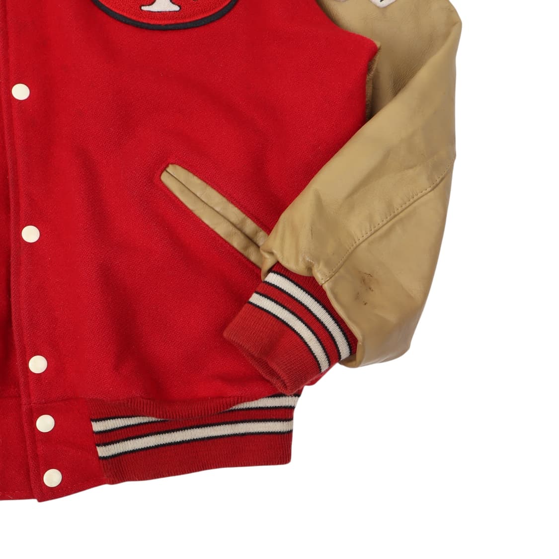 90s DeLong X NFL 포티 나이너스 레더 바시티 자켓 상품이미지4