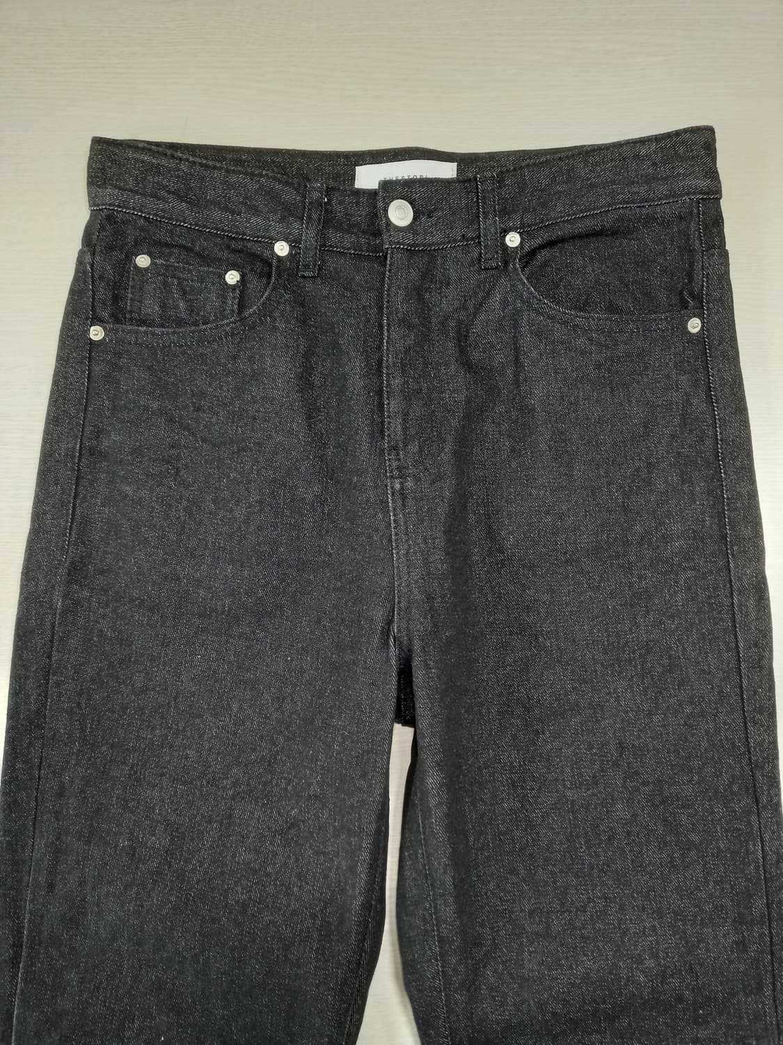 31 새상품 THESTORI 하이웨이스트 생지 일자 블랙 31-513 상품이미지3