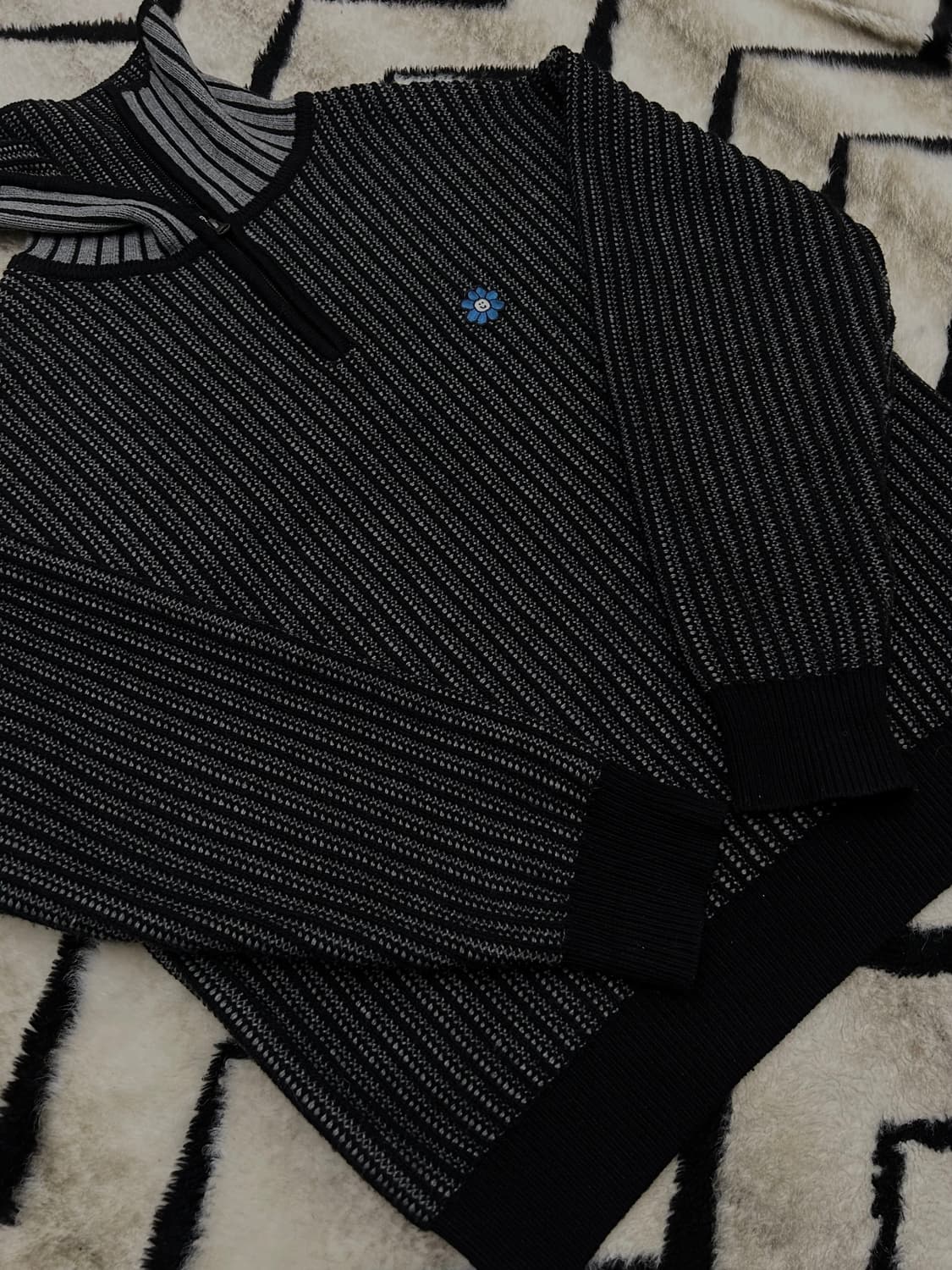 [XL]와릿이즌 하프집업 헤비 케이블 니트/블랙그레이 상품이미지2