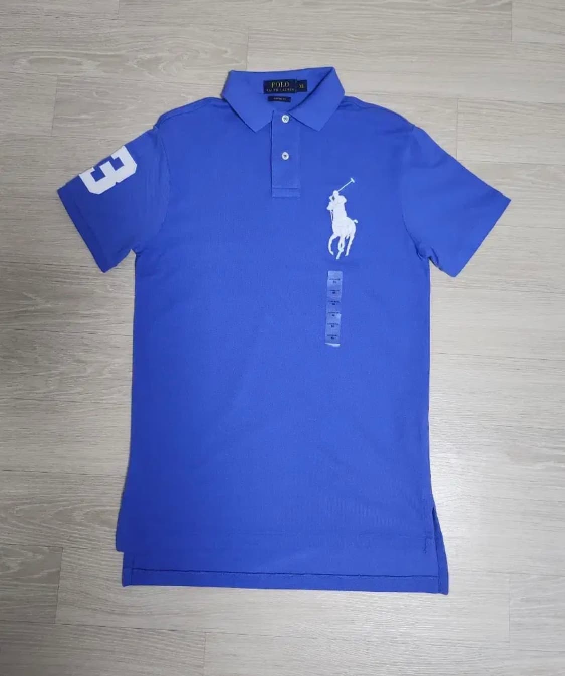 폴로 빅포니 커스텀핏 블루 반팔 카라티셔츠 상품이미지1