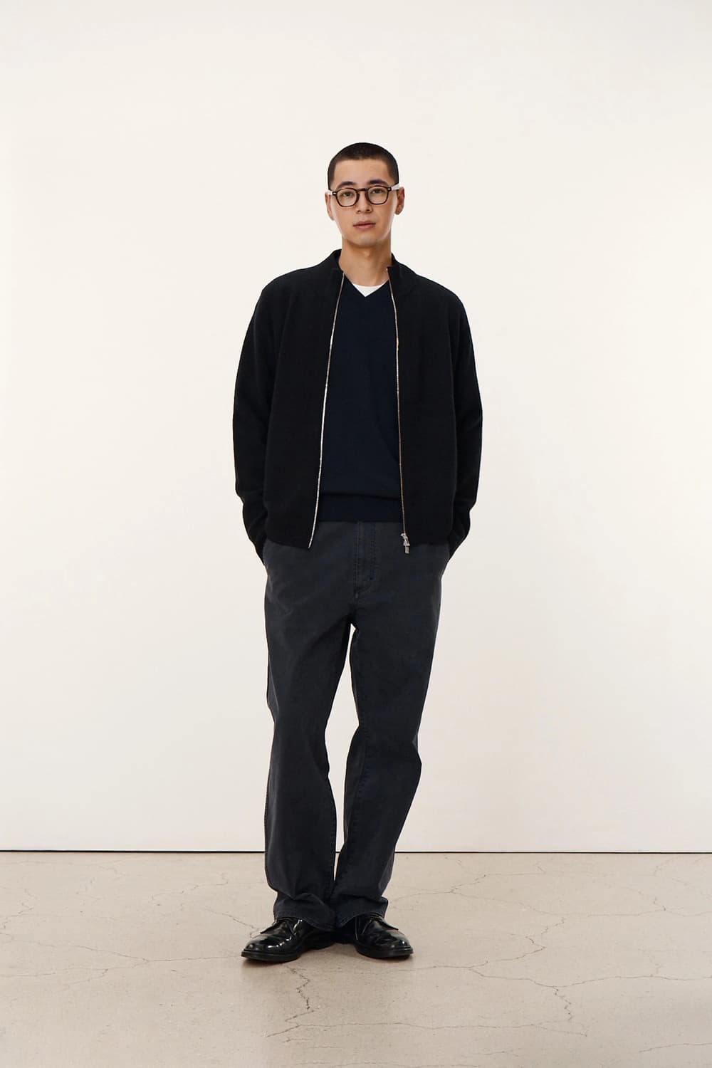 포터리 울 집업 니트 블랙 상품이미지2