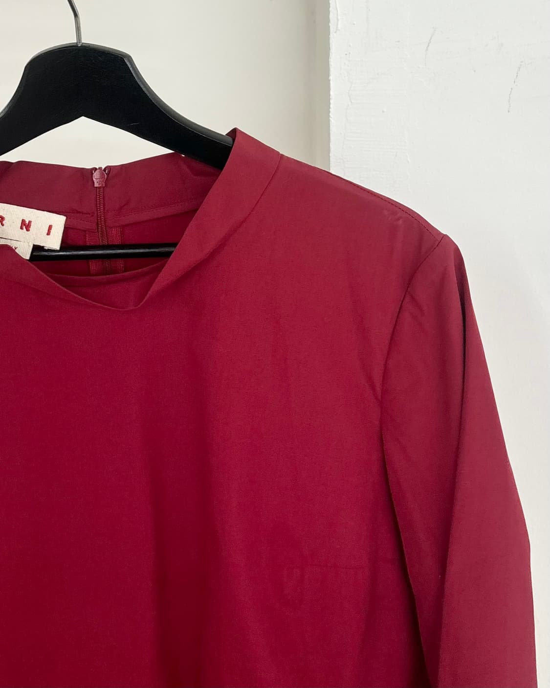 마르니 레드 3/4 소매 모의 목탑 블라우스 상품이미지4