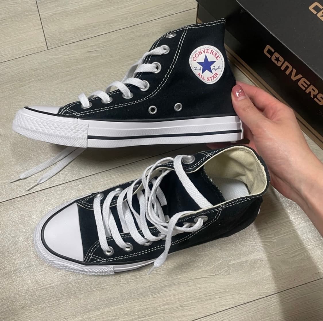 converse)하이 블랙 220사이즈(새상품) 상품이미지5