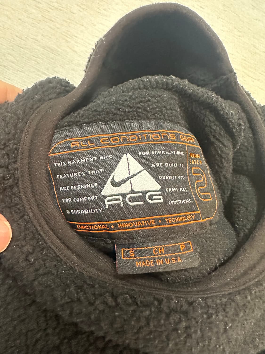 (S)90s 나이키 acg 닌자플리스 후드 블랙 usa 상품이미지8