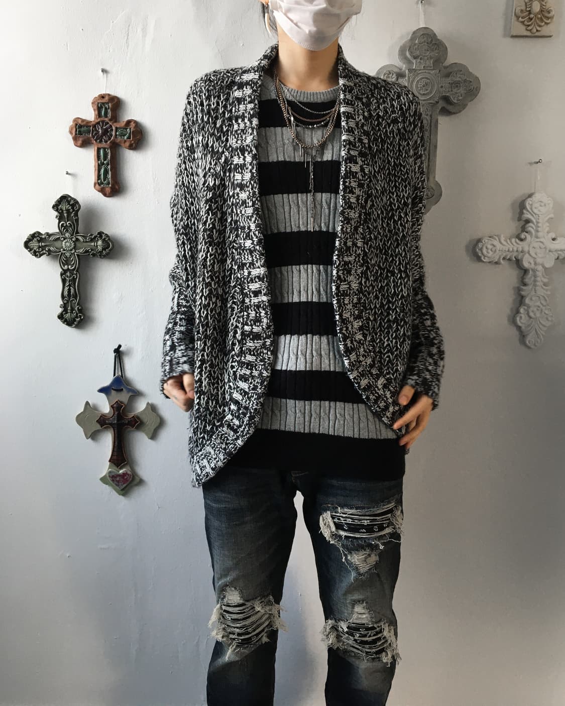 Open knit cardigan 상품이미지1