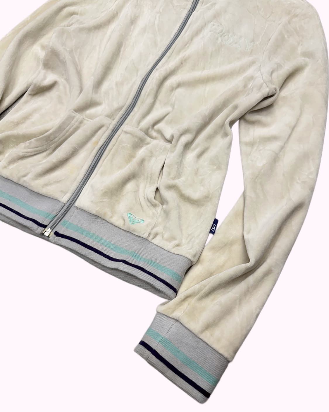 ROXY logo ivory velvet zip-up 상품이미지3