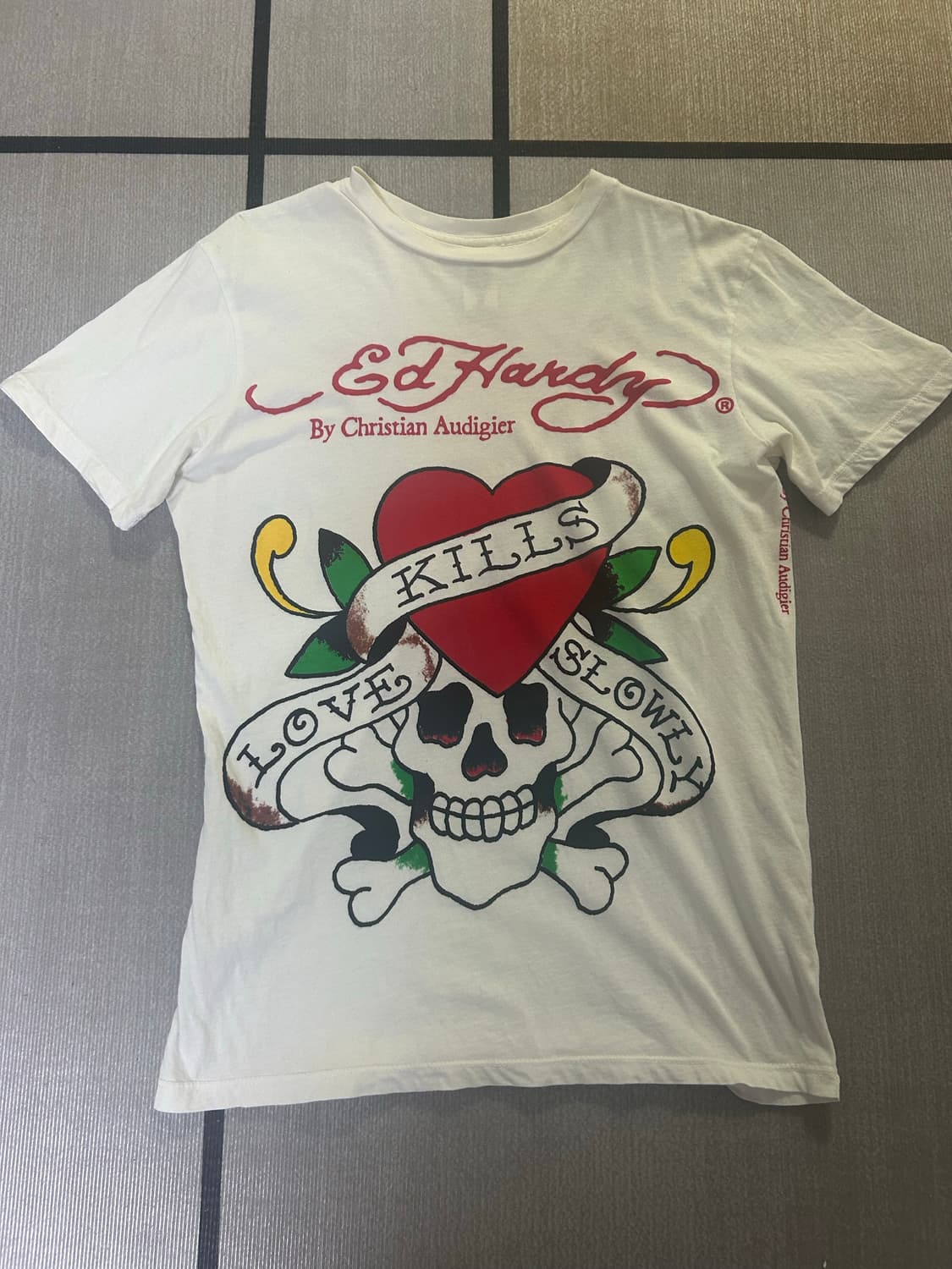 흰색 에드하디 프린팅 티셔츠 m사이즈 상품이미지1
