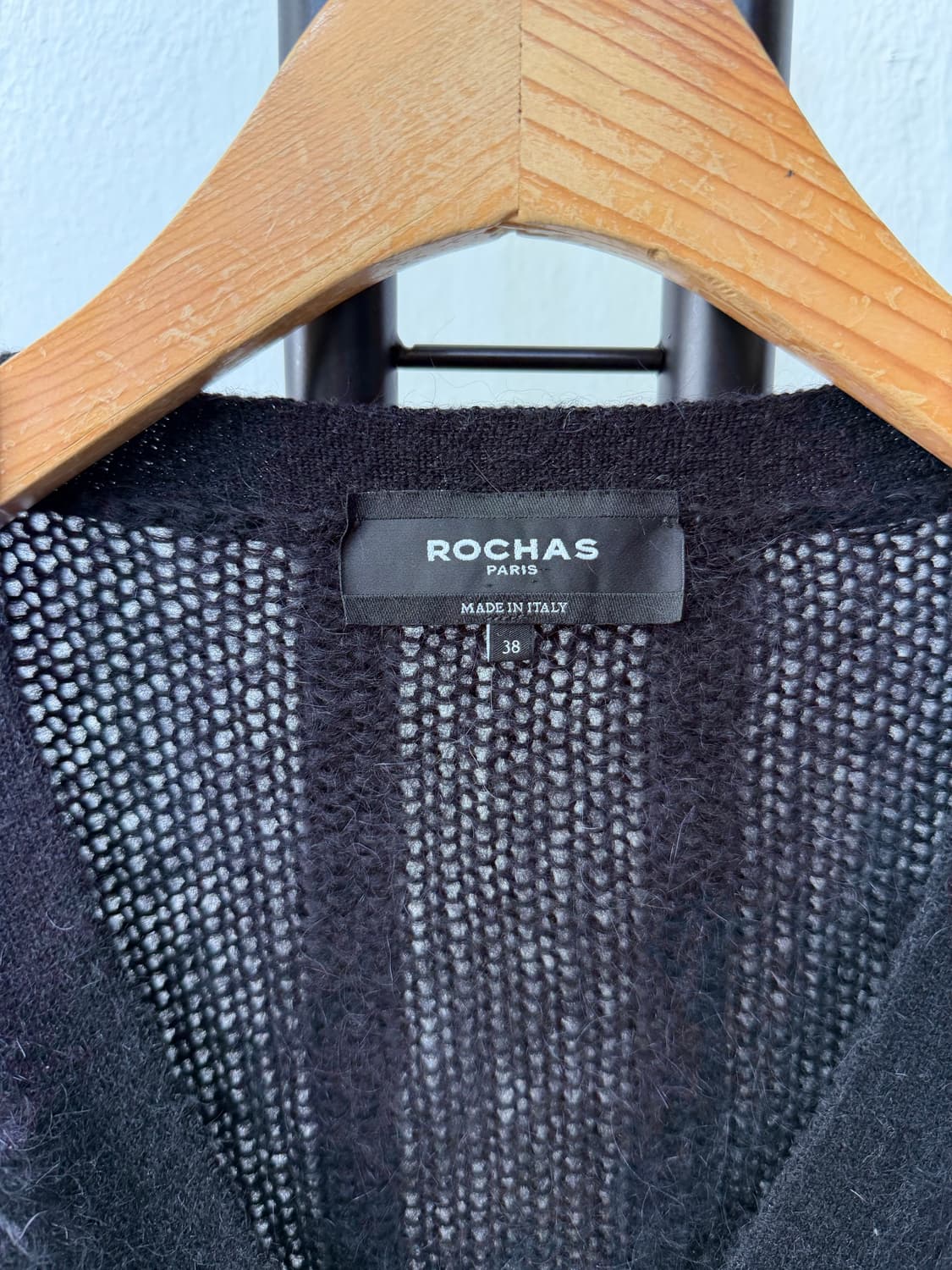 정품) ROCHAS 로샤스 검정색 모헤어 가디건 38 상품이미지6