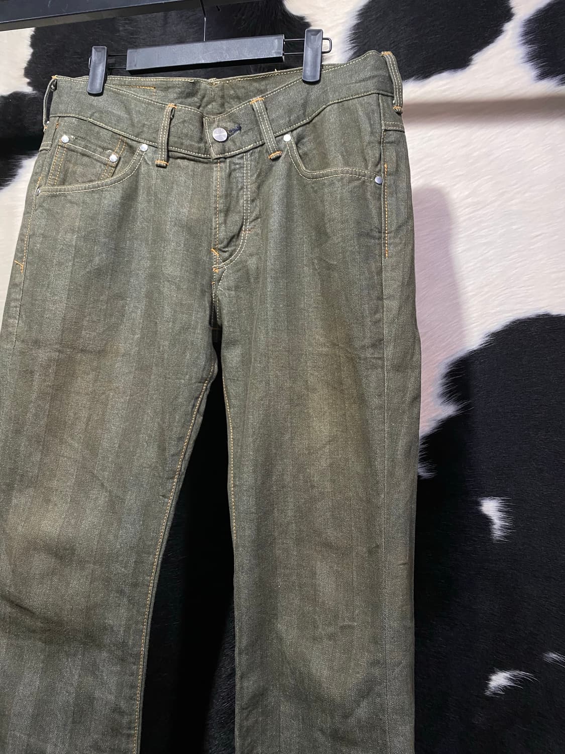 Edwin 카키 스트라이프 코튼 팬츠 상품이미지4