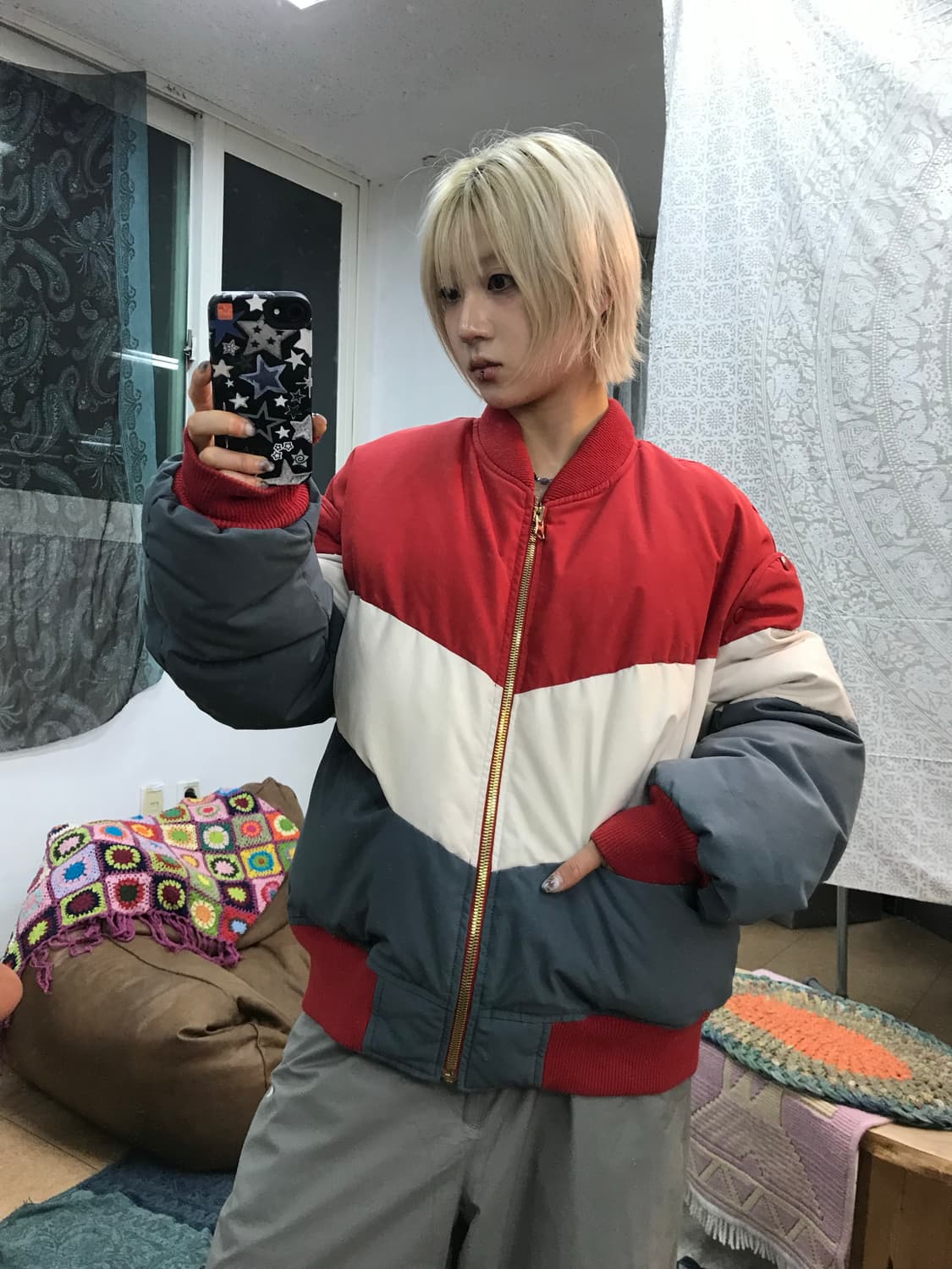 시스템 한섬 여성 다운 봄버 디테일 패딩점퍼  상품이미지1