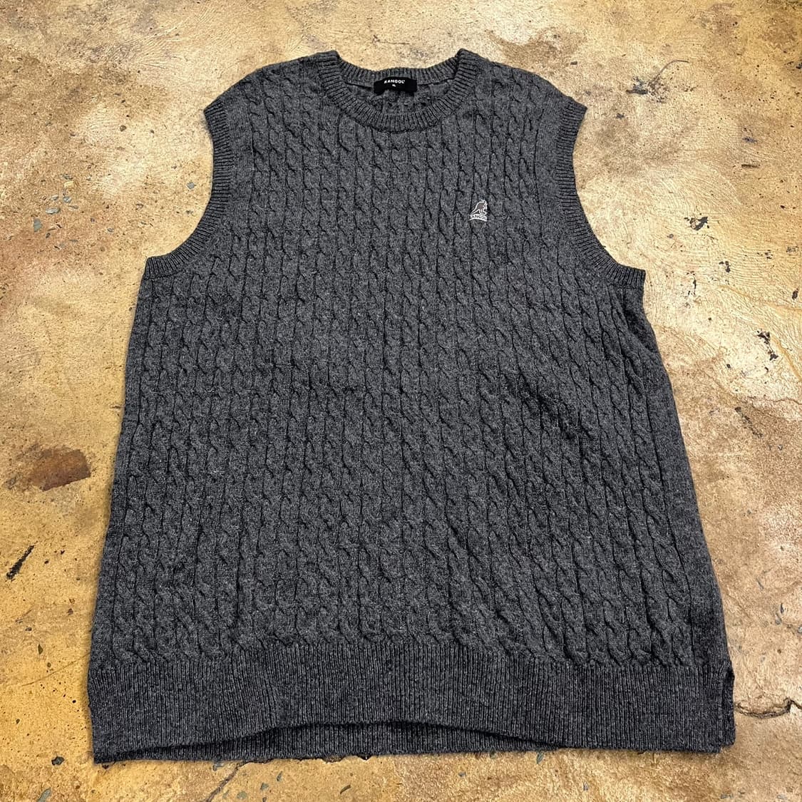 [정품/XL] 캉골 케이블 니트 조끼 차콜 b14 상품이미지2