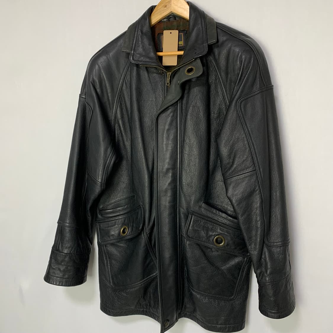 빈티지 리얼레더 소가죽 미디 코트 자켓 상품이미지2