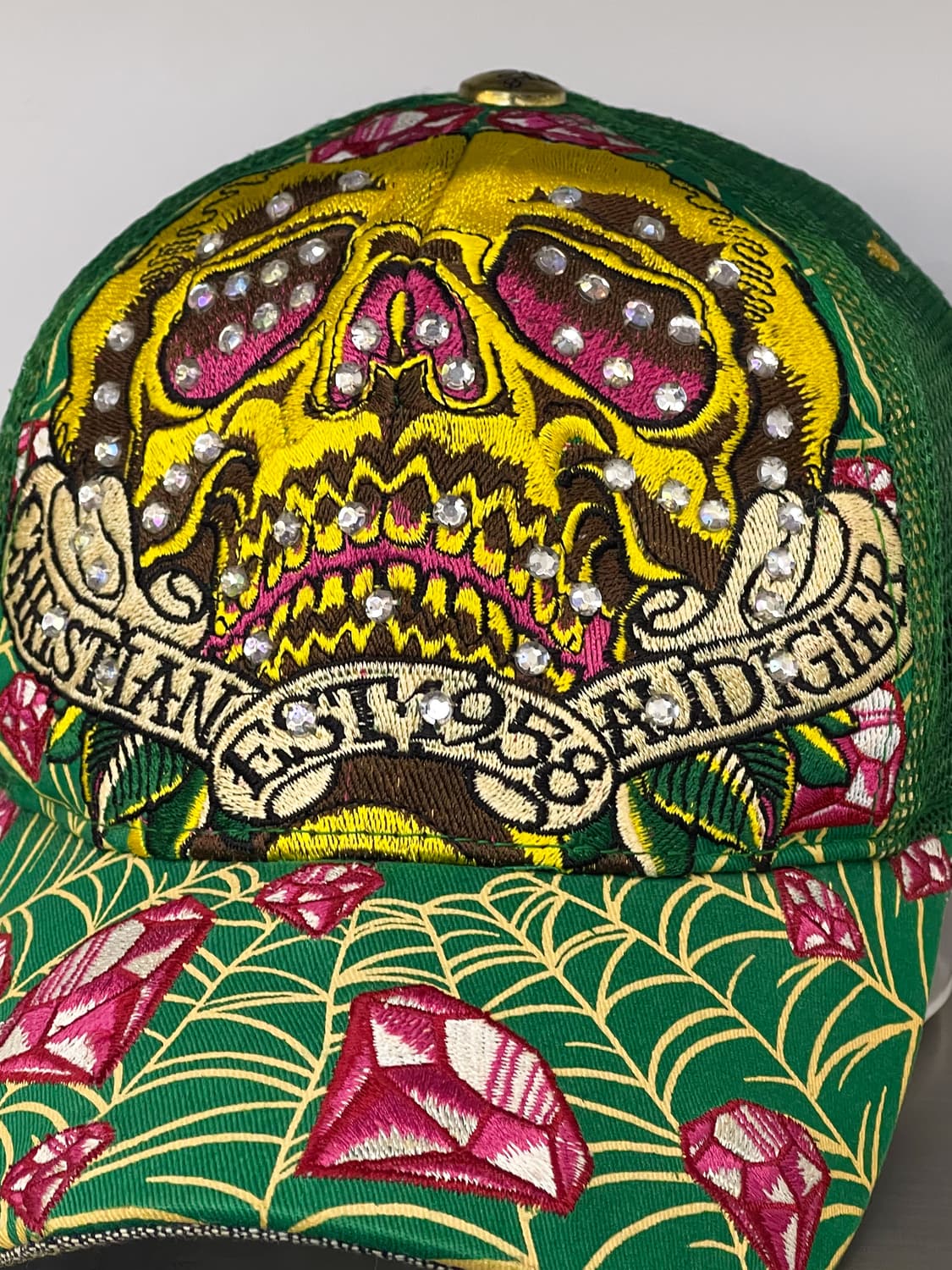 Christian Audigier 다이아몬트 스컬 타투 트러커 캡 상품이미지2