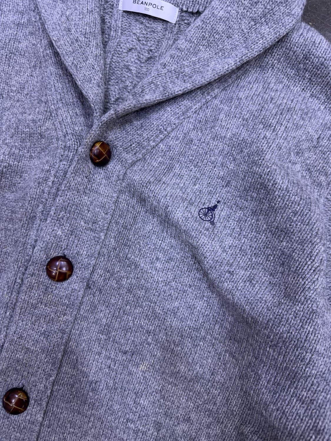 빈폴 클래식 숄카라 패치워크 니트 스웨터 가디건 그레이 100 상품이미지4