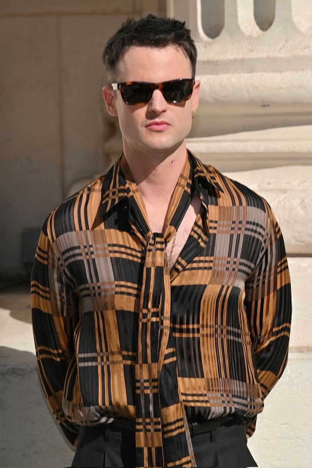 [차은우님 착용] 생로랑 25AW 플레이드 실크 셔츠 상품이미지3