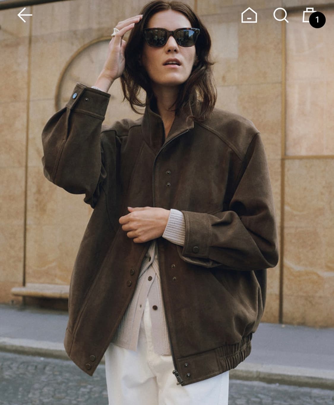 루에브르 Asymmetric Placket Faux Suede Jacke 상품이미지1