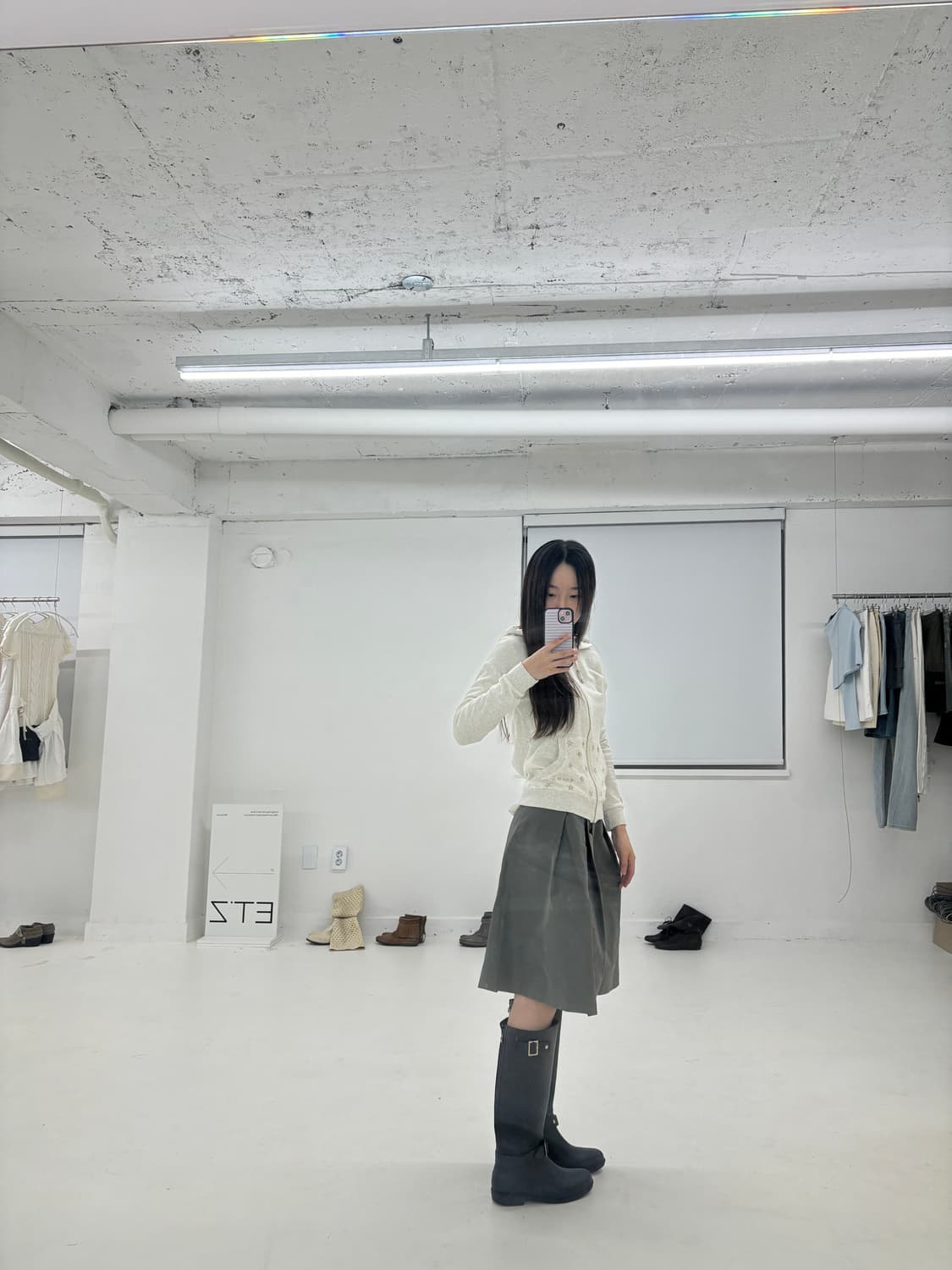 Jil sander navy mid skirt 상품이미지5