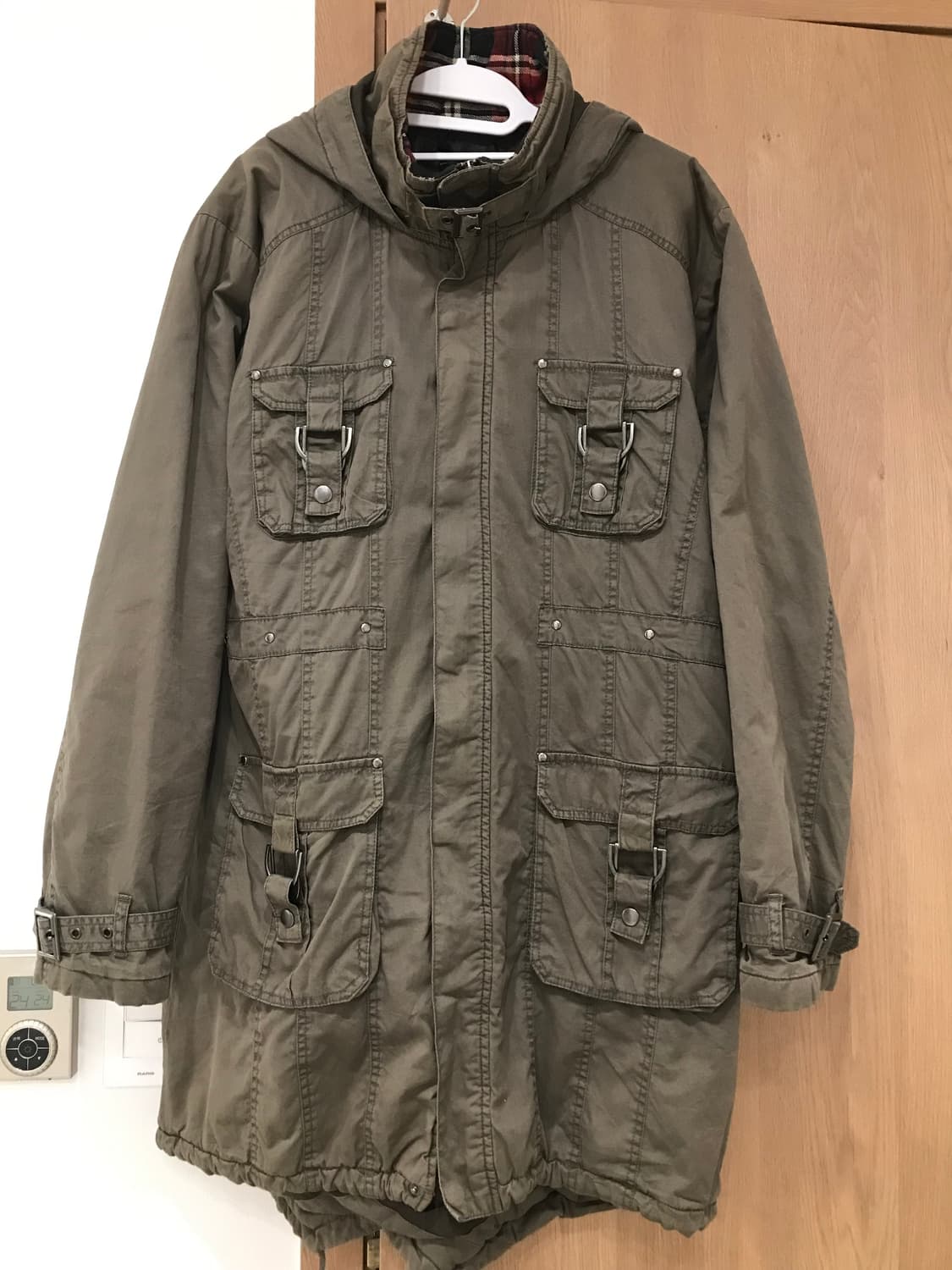(일본 빈티지) 누빔 후드 야상 카키 상품이미지1