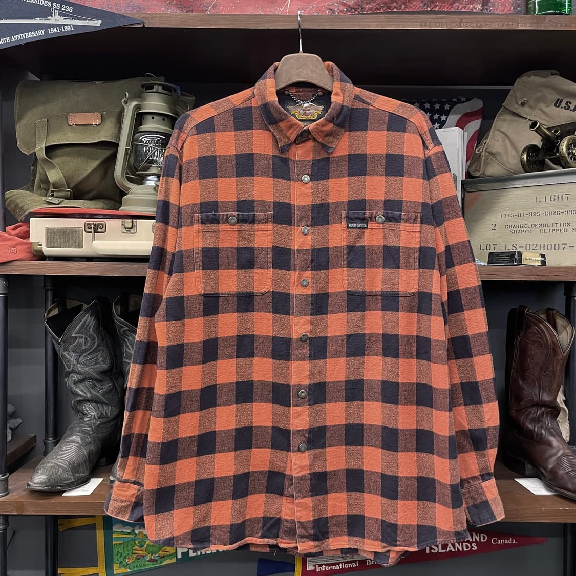 할리데이비슨 멀티 체크 리벳 버튼 플란넬 셔츠 상품이미지1