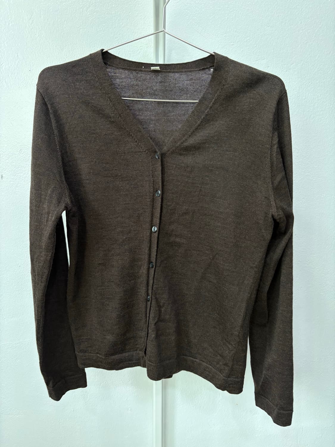 브이넥 브라운 가디건 상품이미지3
