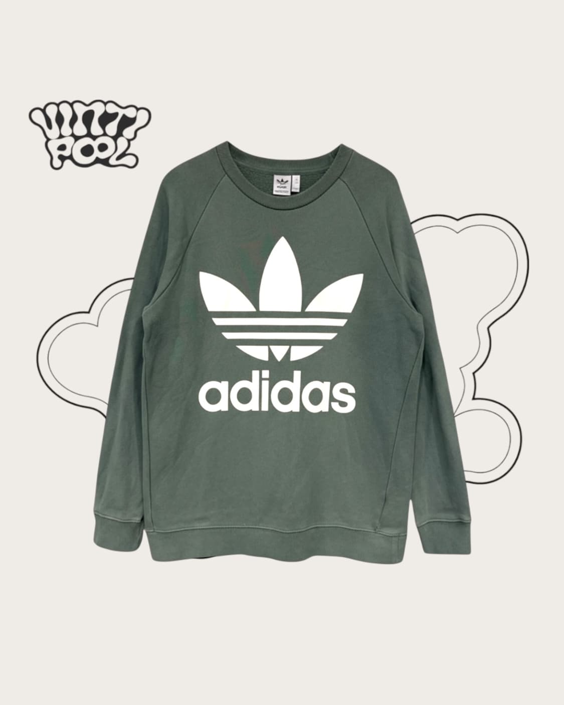 아디다스 오버사이즈 빅로고 맨투맨 L 그린 상품이미지1