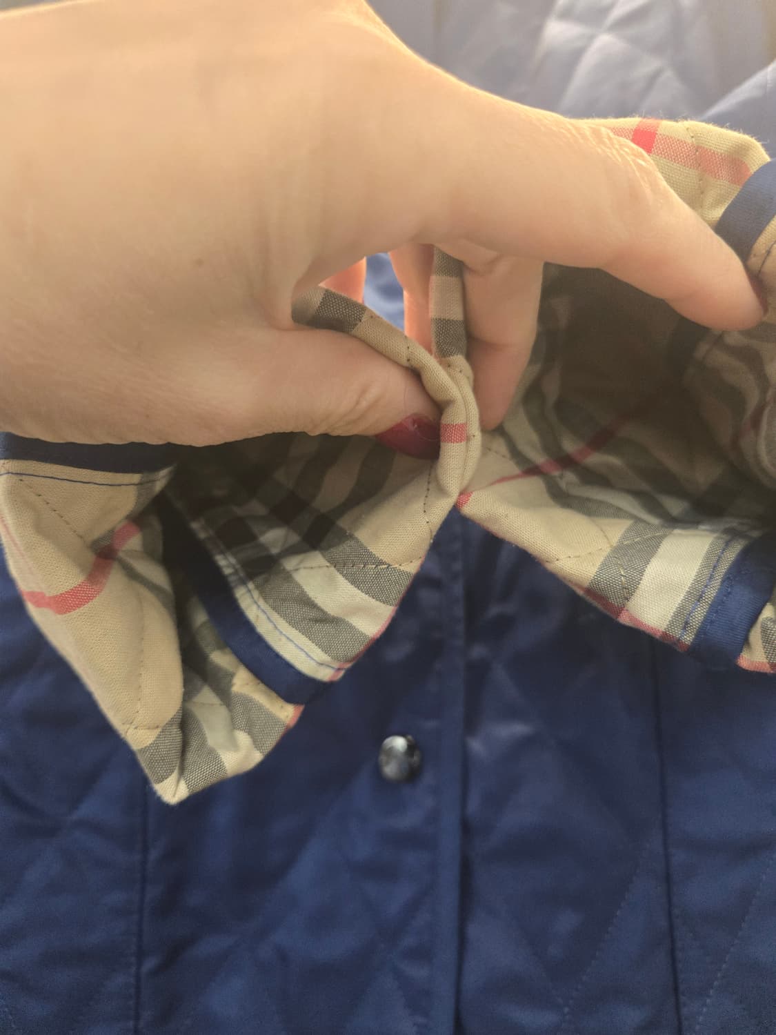 버버리 네이비 퀼팅 자켓 체크 포인트 상품이미지6