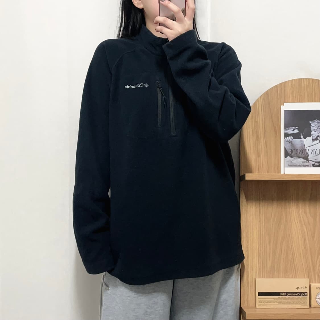 [정품] 컬럼비아 블랙 후리스 반집업 [ XL ] 상품이미지2
