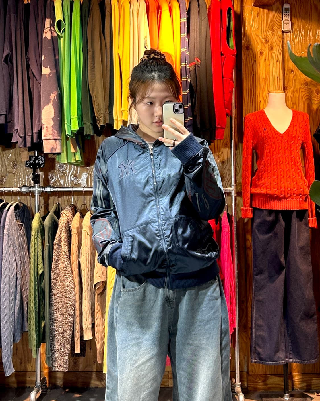 L MLB 뉴욕양키스 사틴 나일론 후드집업 상품이미지1