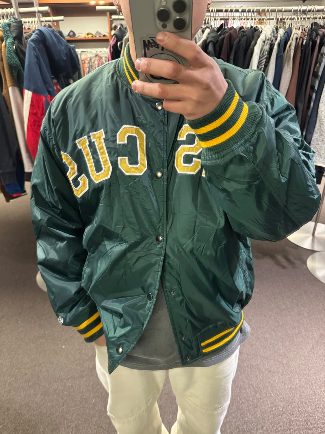 M)DISCUS ATHLETIC 빈티지 로고 바시티 봄버자켓 상품이미지1