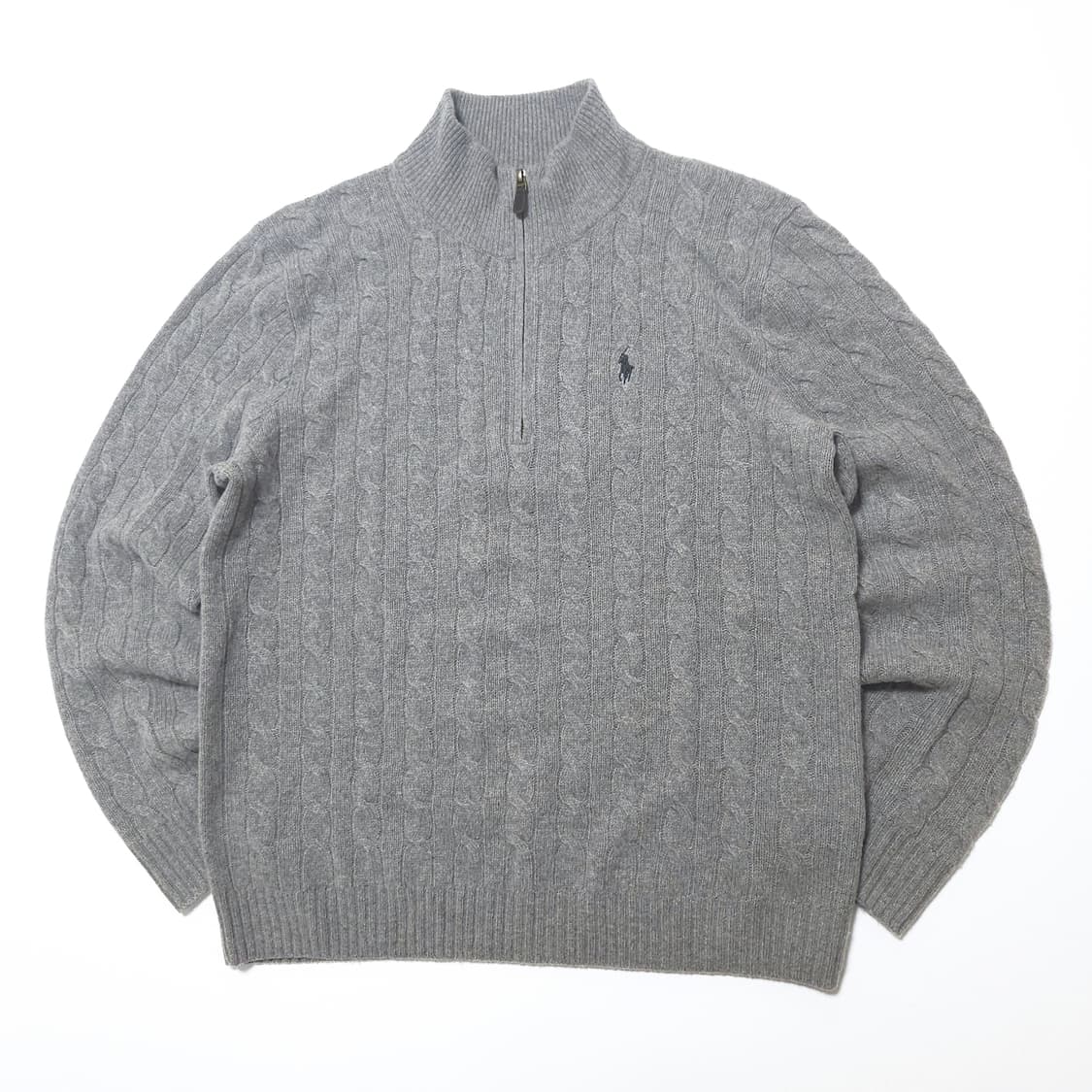 폴로 랄프로렌 울 캐시미어 꽈배기 하프집업 니트 상품이미지1