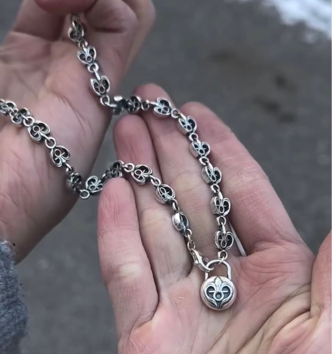 하디후더 로고 체인 초커 45cm 실버925 상품이미지1