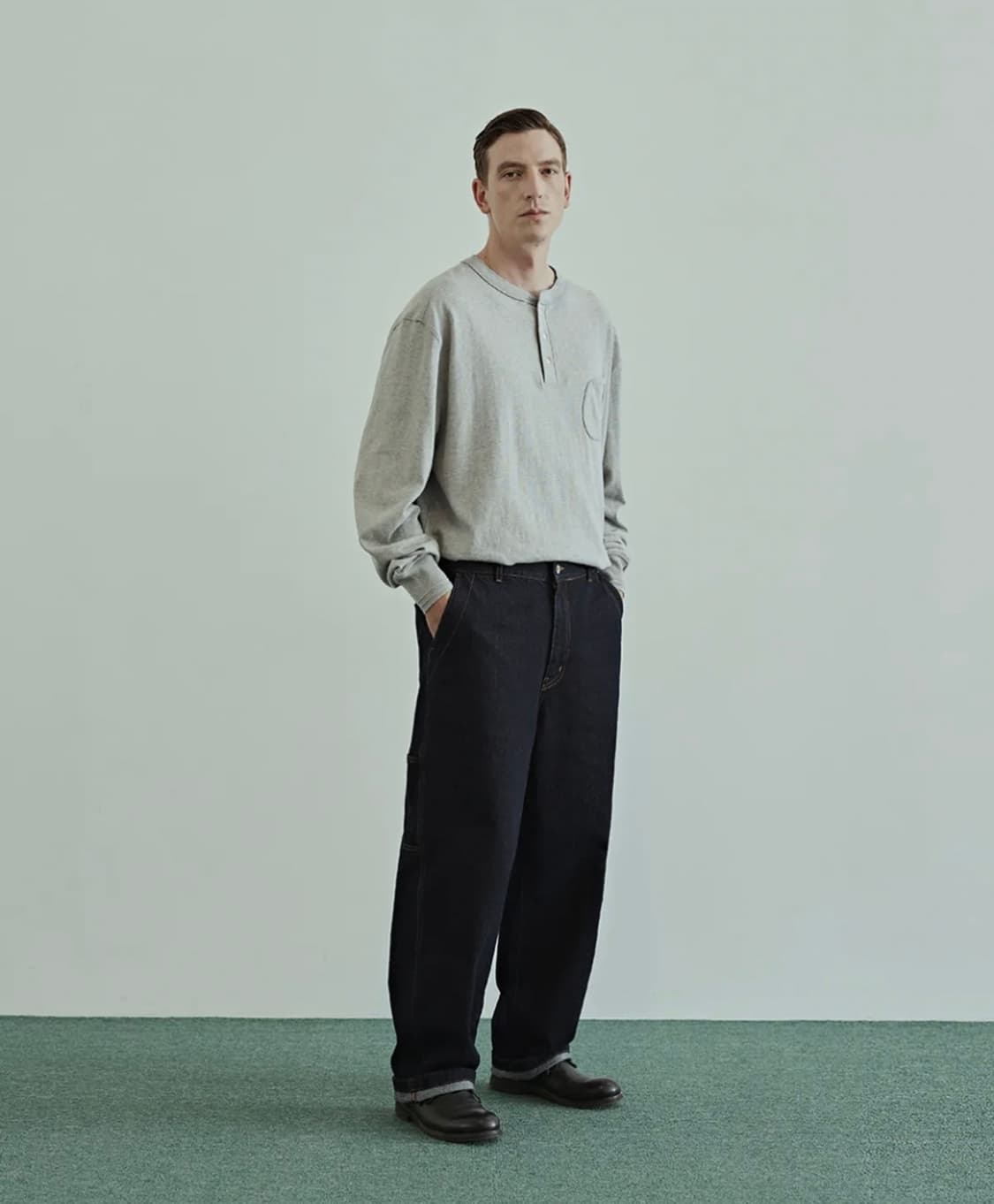 유니폼브릿지 헨리넥 ls 포켓 긴팔티 멜란지 그레이 XL 상품이미지2