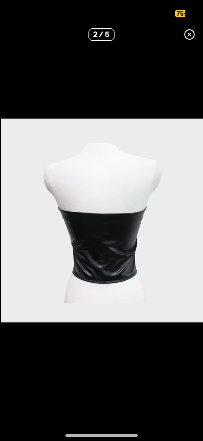 펑크 레더가죽 지퍼 튜브탑 나시  상품이미지2