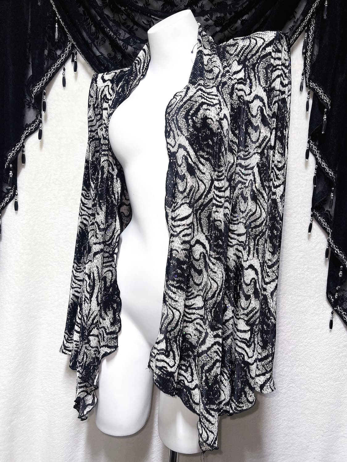 오네갸루 고스펑크 지브라 호피 레오파드 패턴 글리터 로브 가디건 오리엔탈 상품이미지1