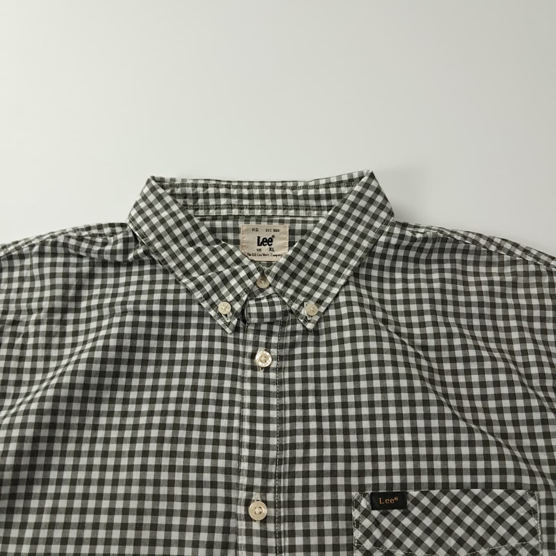 CK804 XL 리 LEE 모노 마이크로 깅엄체크 반팔 셔츠 남방 상품이미지2