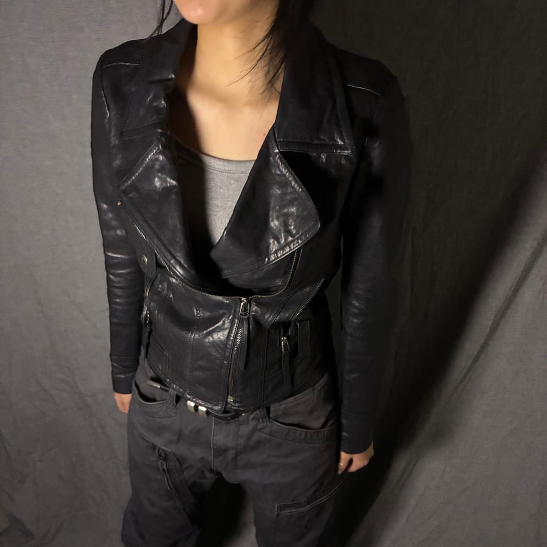 vintage black leather jacket 상품이미지2