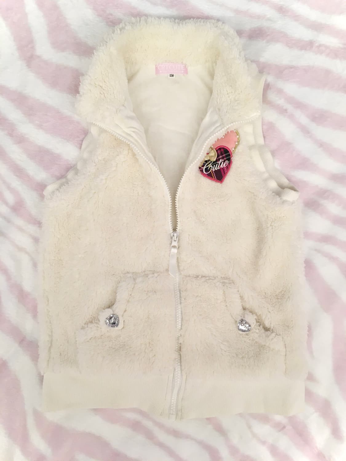 CRT Cutie 헤이세이 하트 쥬얼 퍼 조끼 베스트 조지후쿠 갸루 상품이미지6