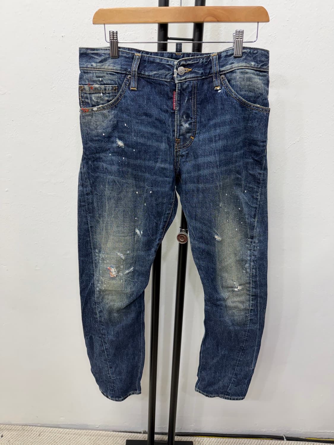 매장판정품) 디스퀘어드2  페인트 데미지 바이커진 청바지 46 상품이미지1