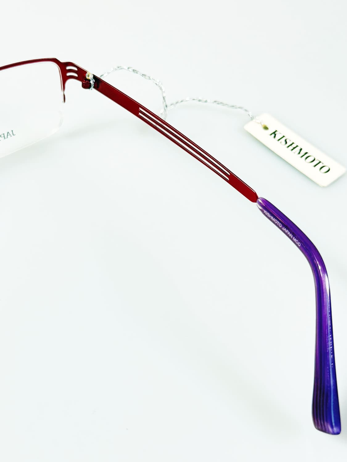 KISHIMOTO 레드 티타늄 반무테 스퀘어 빈티지 안경 상품이미지6