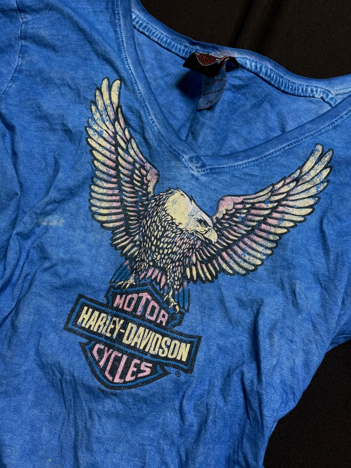 할리데이비슨 브이넥 블루 롱슬리브 상품이미지4