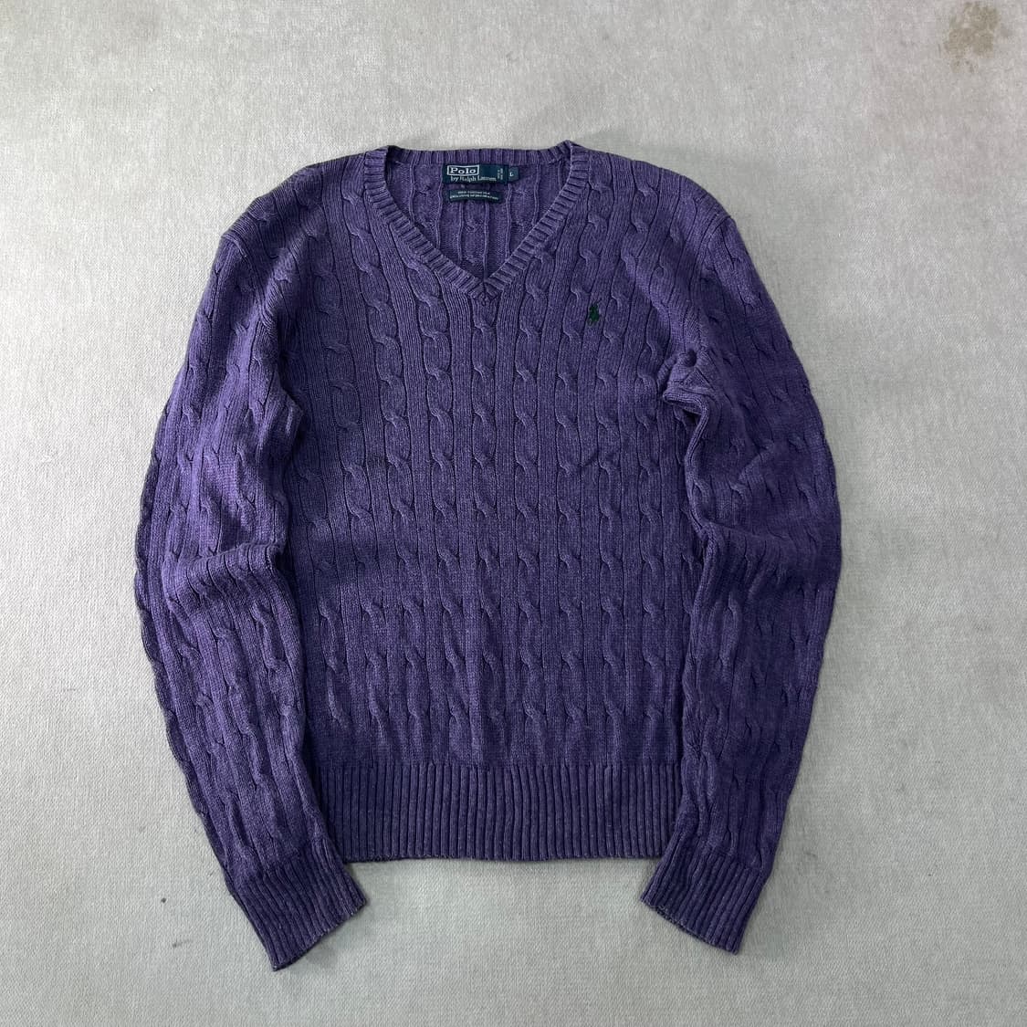 100 폴로랄프로렌 실크 꽈배기 브이넥 퍼플 니트 상품이미지1