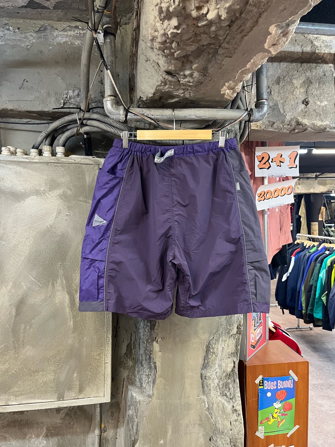 앤드원더X그라미치 패치워크 윈드 하프 팬츠 퍼플 XL #csz3275  상품이미지2